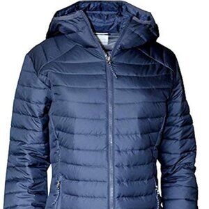 Columbia Women's White Out Mid Omni Heat Long Hooded Light Jacket Coat Puffer -